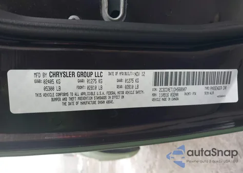 2013 Chrysler 300C z USA, uszkodzony, nr VIN 2C3CCAET1DH568907